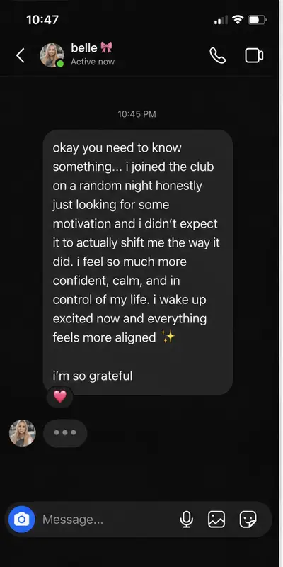 Member testimonial from Belle