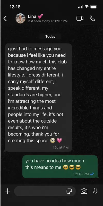 Member testimonial from Lina